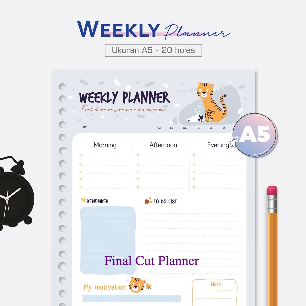 

Bukuqu Loose leaf A5 - NL235 Weekly Planner Dream - Kertas File - Bookpaper - Kertas Binder .