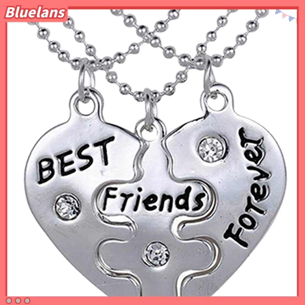 Bluelans 3Pcs Broken Heart Shape Carved Letters Best Friends Forever Chain Set