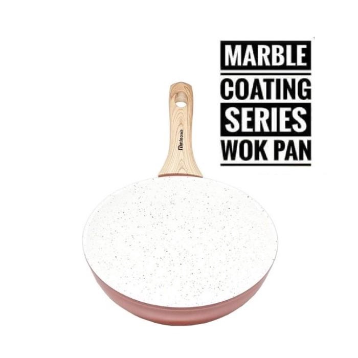 Wajan Wok Pan Marbel Anti Lengket YOSHIKAWA Marble Ceramic Pan Wok
