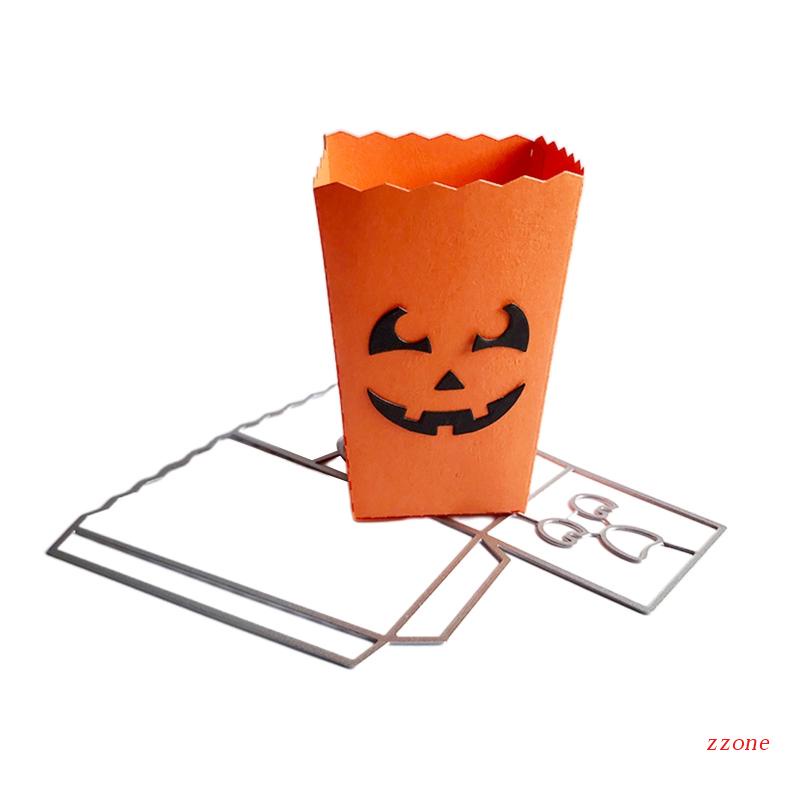 Zzz Cetakan Stensil Cutting Dies Motif Popcorn Halloween Untuk Scrapbook / Craft Handmade DIY