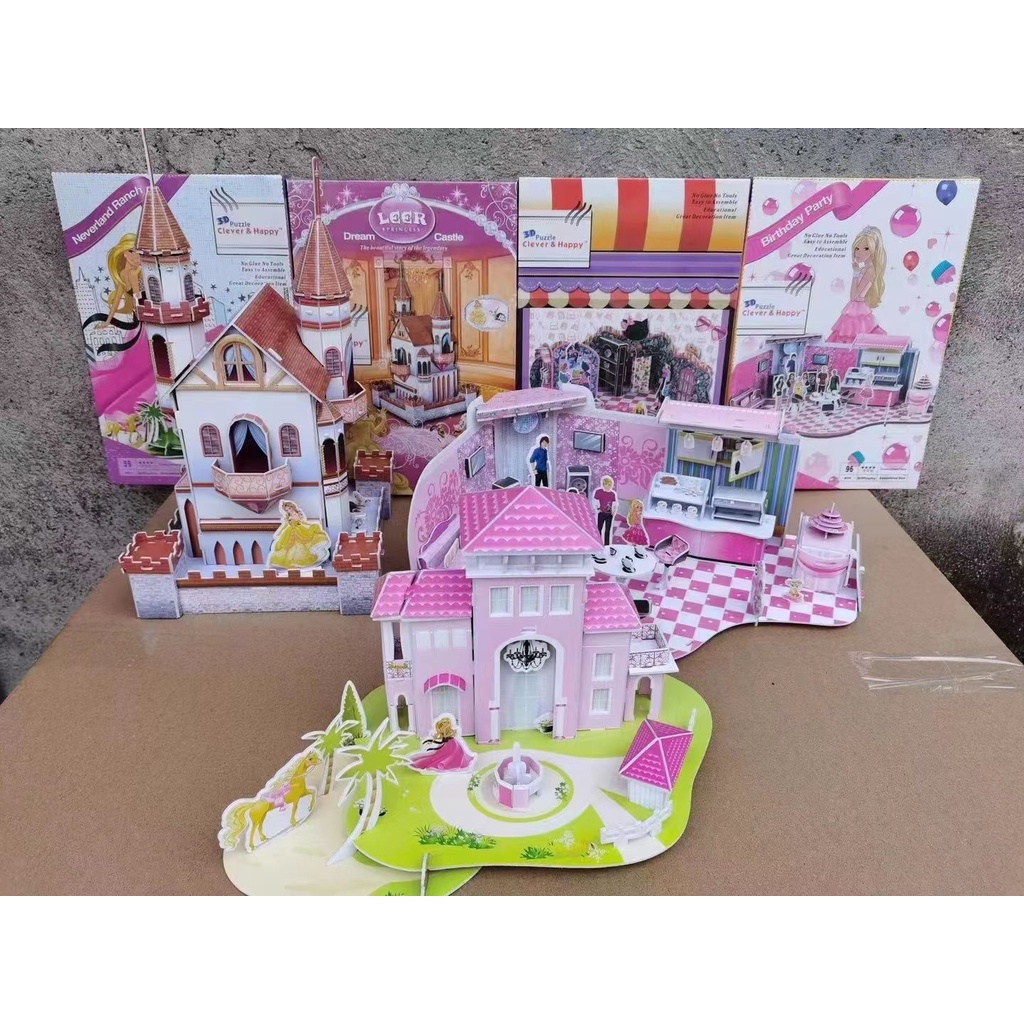 Mainan 3D Puzzle Clever dan Happy Leer Princes Lengkap Dengan Buku Panduan Versi Barbie Mainan Edukasi Anak Puzzle 3D Miniatur