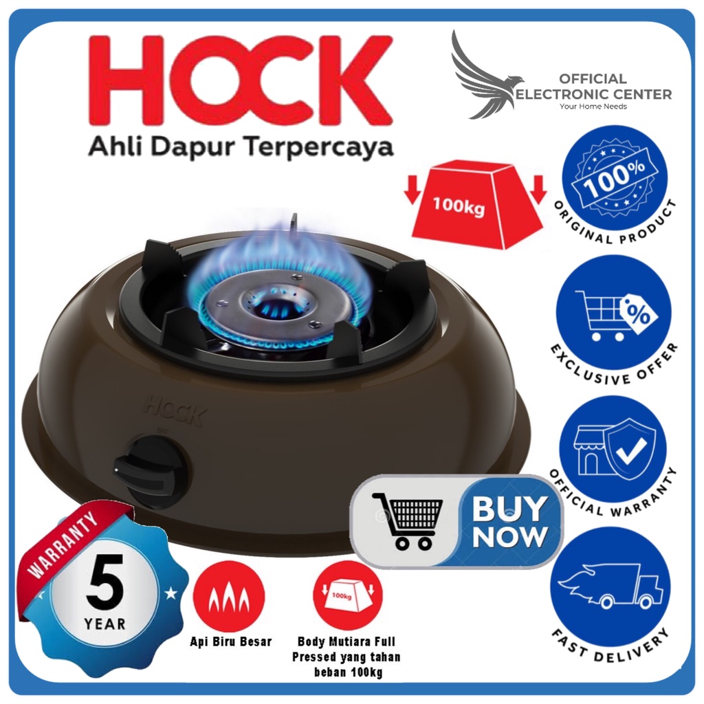 HOCK KOMPOR GAS 100MD MUTIARA 1 TUNGKU DELUXE API LOTUS BESAR KOMPOR GAS