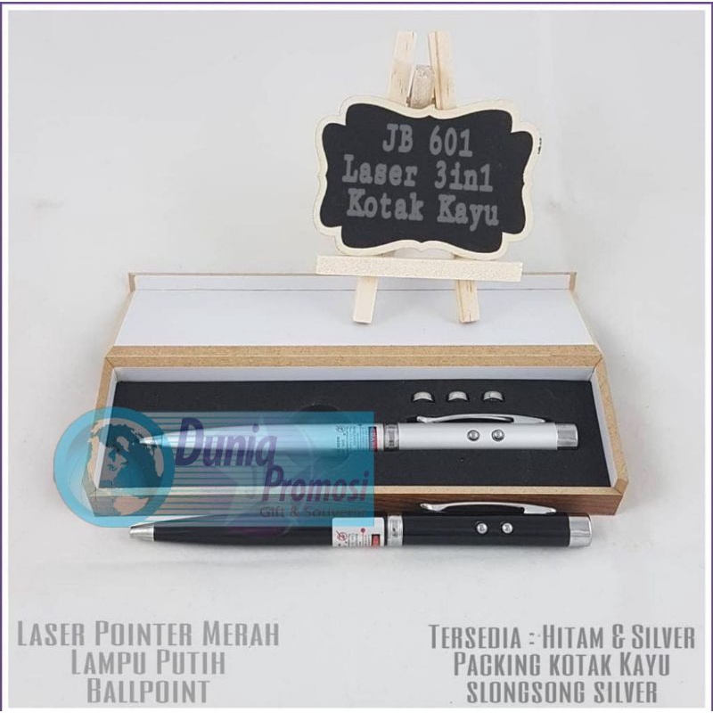 3in1 ~ Pulpen Pointer / Laser / Senter / Pulpen Promosi / Kotak Kayu & Custom