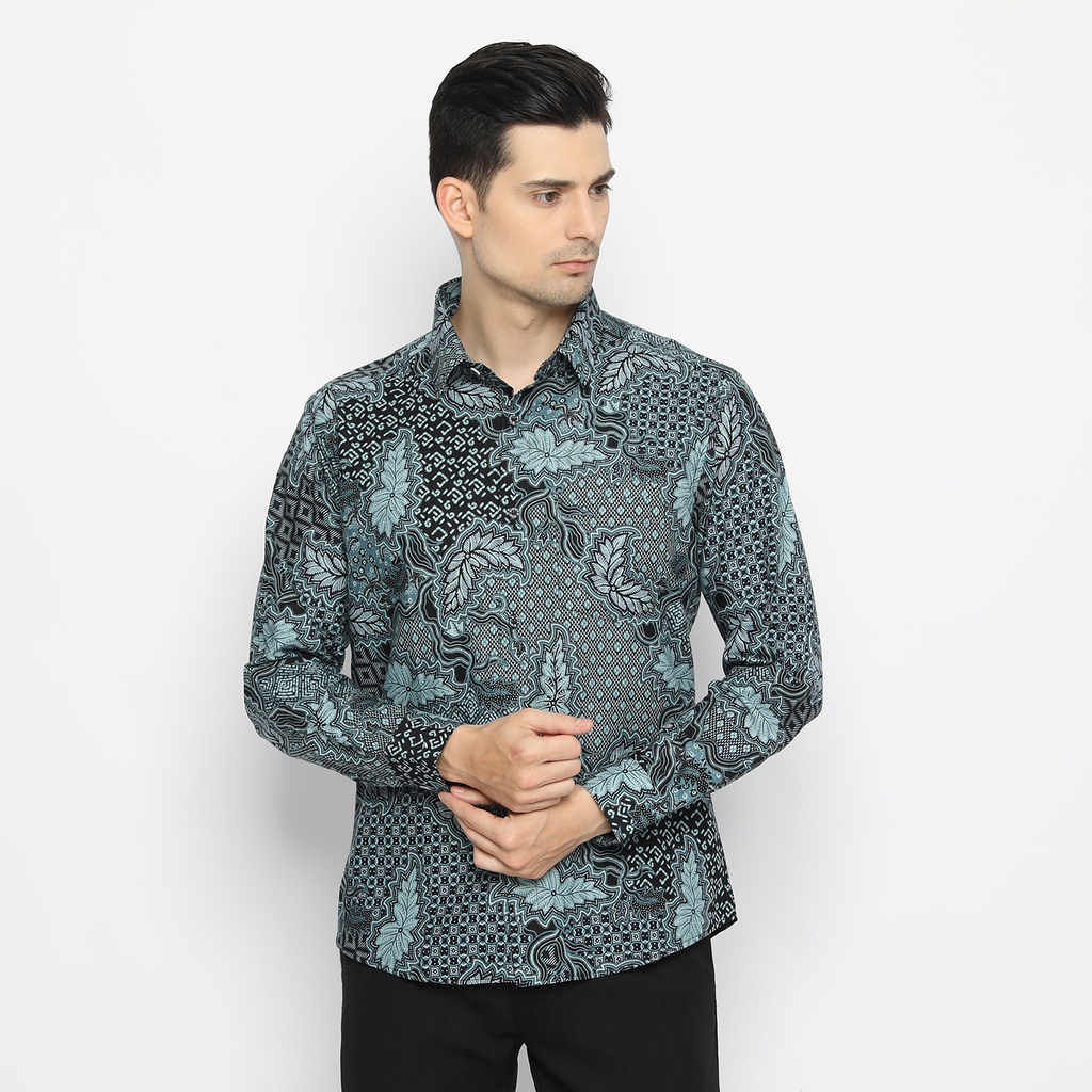 Atasan Kemeja Batik Lengan Panjang Pria Slimfit Baju Kameja Laki Laki Jean Marcel