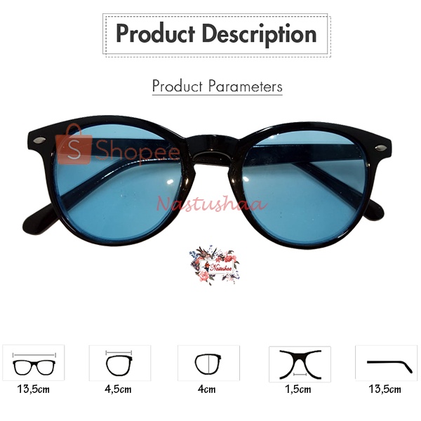 Kacamata Hitam Wanita/Pria Sunglasses Korean Fashion Candy Color Kaca Mata Vincent Bingkai Hitam Oval Lensa Anti UV NOCASE