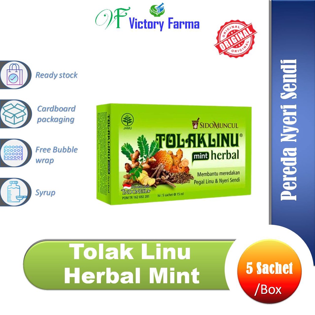 

Tolak Linu Herbal Mint Box @ 5 Sachet/ Pereda Nyeri Sendi