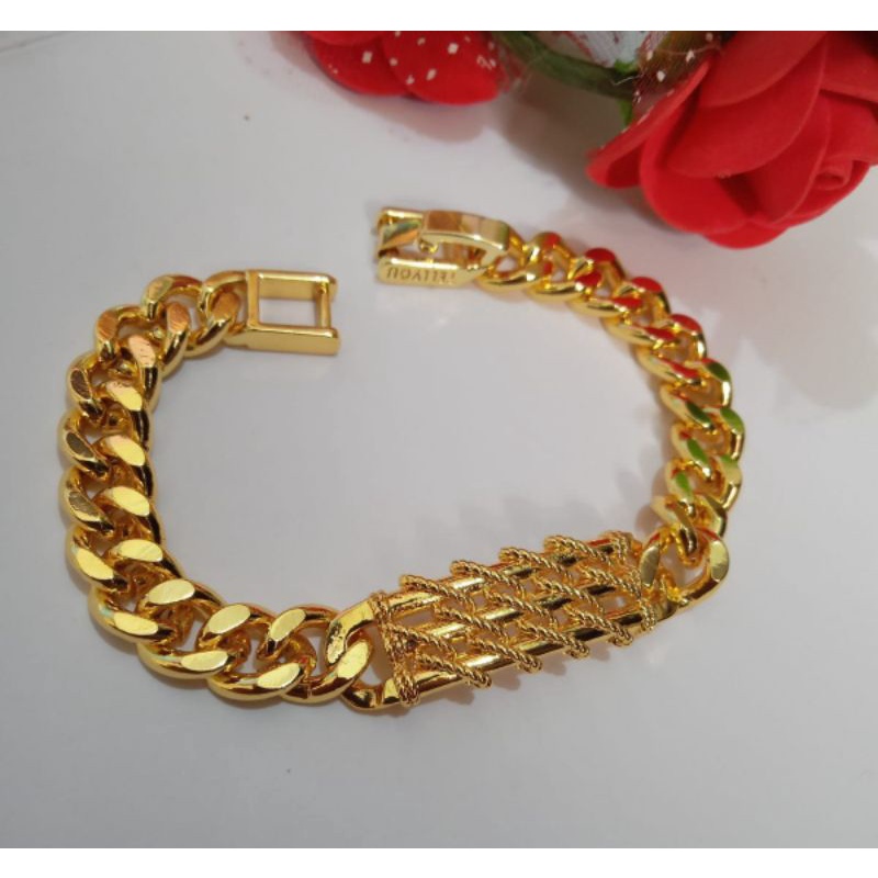 gelang tangan rantai xuping wanita dewasa berlapis emas24k uk18cm