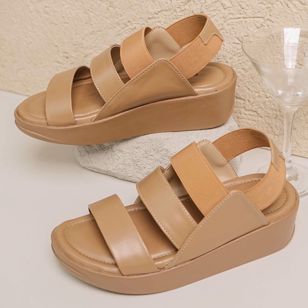 BELLEZA YUK -  Sepatu Sandal Wanita Wedges BELEZA TORI Model Tali Strap belakang Hak Tinggi Sole 4cm Spatu Sendal Bellezza Size 36 37 38 39 40 Warna Peach Pink Casual Santai Pergi Jalan Belezza Premium Terbaru Shoes Ori Original Mall Official Store Promo