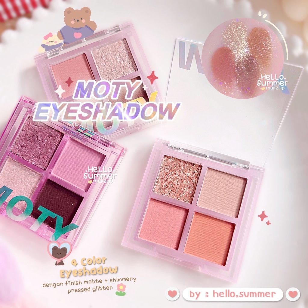 EYESHADOW [FREE BRUSH!] Moty Eye Makeup 4 Color Palette 4gr