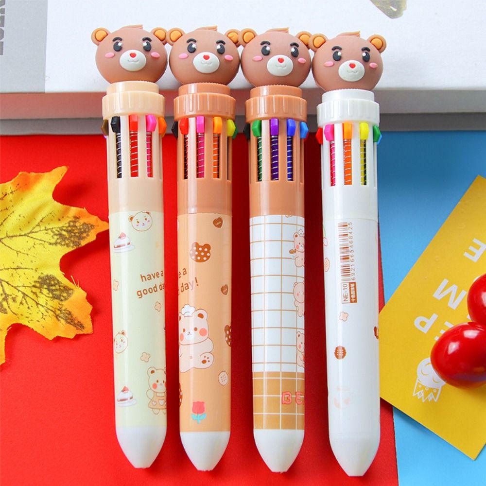 Top 4PCS/Set Pena Gel Perlengkapan Kantor Sekolah Alat Tulis 10warna Press Type Signature Pen