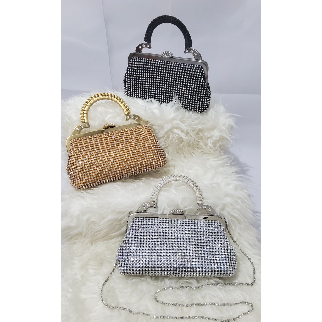 Tas Pesta Farnell Embelished Diamond Party Clutch  Import Mata Berlian 2367 Laris