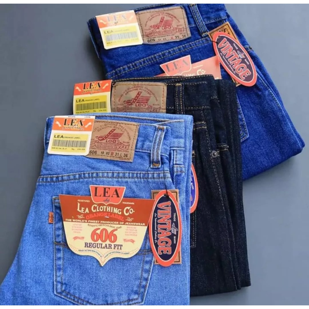 Celana Jeans Panjang Lea 606 Original Standar Standard Standart Reguler Pria Cowok Cowo Laki Dewasa 