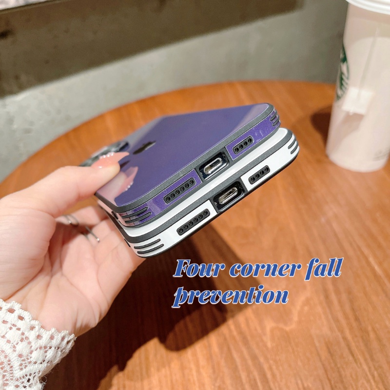 Hard Case Bahan Kaca Anti Jatuh Dengan Lensa Film Untuk iPhone 12 13 14 Pro Max 14 Plus