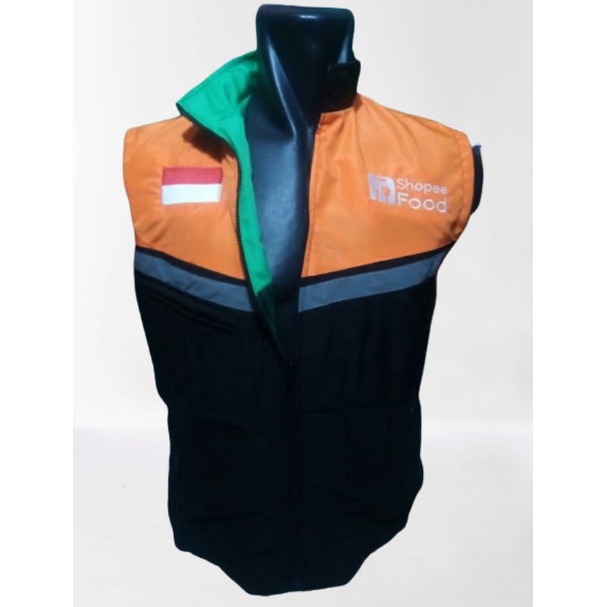 rompi motor pria bolak balik ojol grab oren