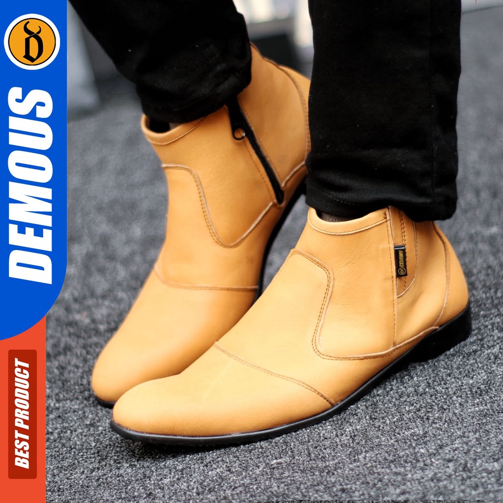 DEMOUS Max - Sepatu Boots Pantofel Formal Kulit Asli Kerja Pria