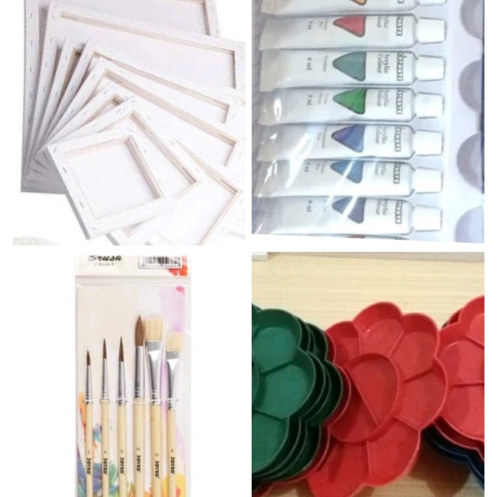

Jualan Paket Lukis (Kanvas 20X20,Palet,Kuas,Cat Akrilik) Limited
