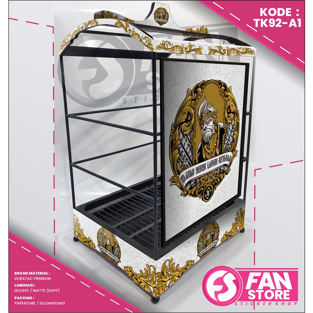 Stiker Decal SANGKAR KOTAK Sangkar EBOD JAYA Sangkar Kenari - Decal Kandang Burung Motif Wayang