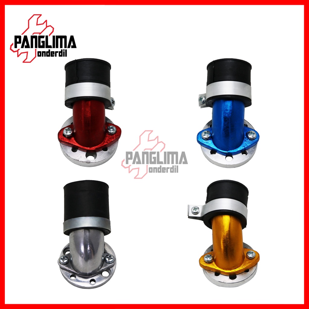 Insulator Putar Universal Honda-Ymh-Szk-PE 24-26-28 Merah-Biru-Emas-Chrome Manipul-Intake-Manifold-Intek-Leher Angsa Mutar-Miring Variasi