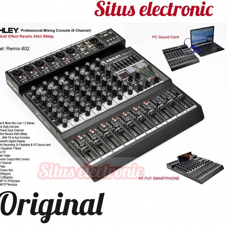 Sale Sekarang--mixer ashley remix 802 original mixer 8 channel ashley remix802 digital effect 99dsp 24bit