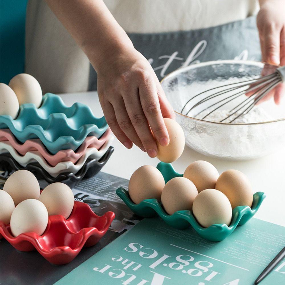 Rebuy Eggs Tray DIY Xmas Craft Porcelain Dapur Rebus Telur Saji Rak Penyimpanan Piring