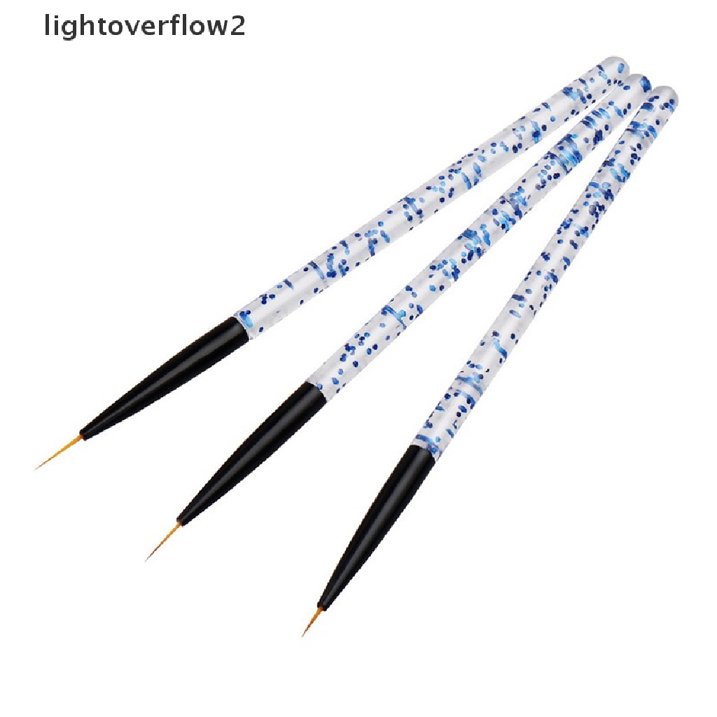 (lightoverflow2) 3pcs / Set Brush Pen Liner Kutek Gel UV Untuk Nail Art (ID)
