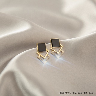 Anting Stud 925 Silver Aksen Berlian Gaya Korea Vintage Untuk Wanita