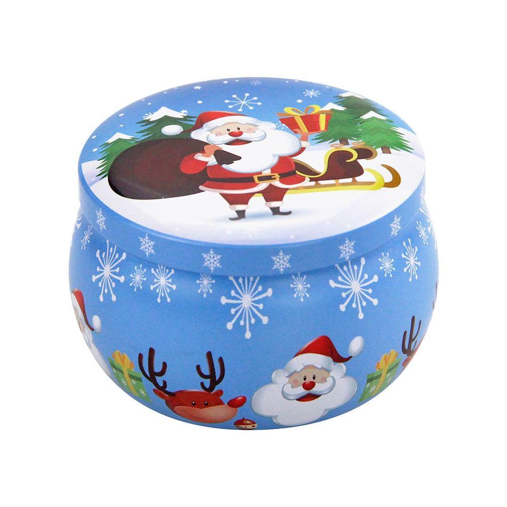 R-flower Christmas Iron Box Tinplate Scented Tin Jars Wadah Lilin Aromaterapi Candle Pot