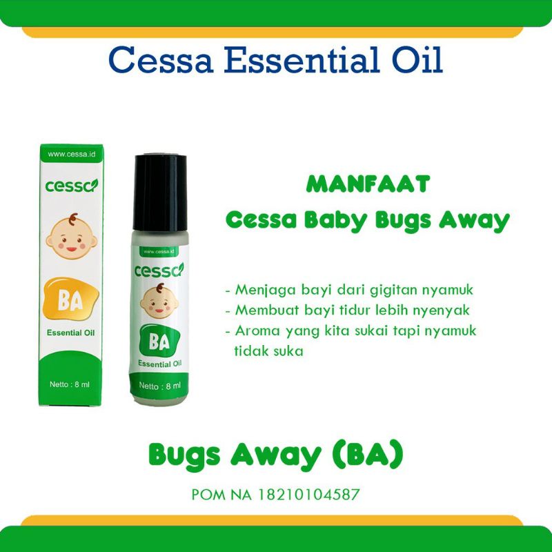 Cessa Essential Oil 8ml BA (Bugs Away) - Menghindari Gigitan Nyamuk