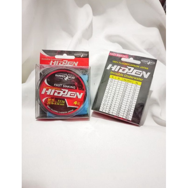 LEADER HAMMERHEAD HIDDEN 50 M 100% FLUOROCARBON 0.30MM 20LB