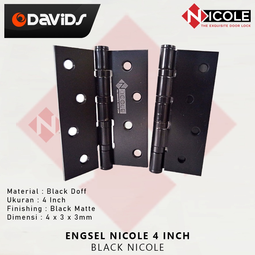 Engsel Pintu Rumah Jendela Besi Esel Hitam Kamar Mandi 4 Inch Nicole