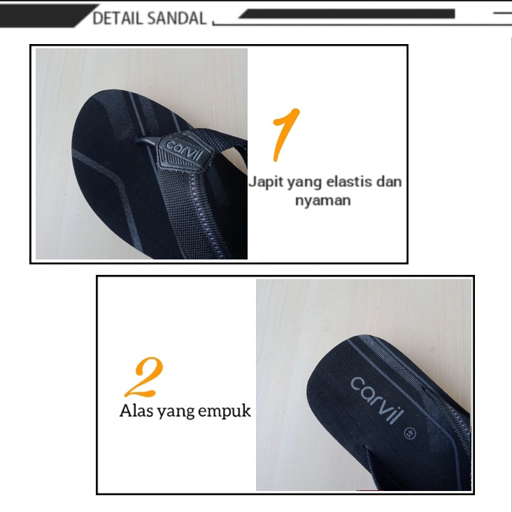 gof CA CARVIL ORIGINAL  Sandal Jepit Pria CARVIL Tetap Terbaik Sandal Jepit Spons Anti Air Anti Slip Ringan Awet