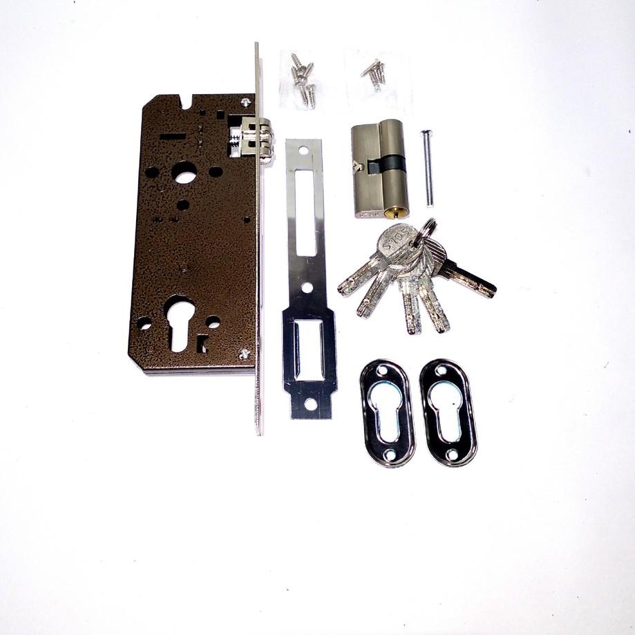 AHC3-6357➪ set handle pintu kunci rumah minimalis gagang tarika pintu stainless ples kunci Ready Sto