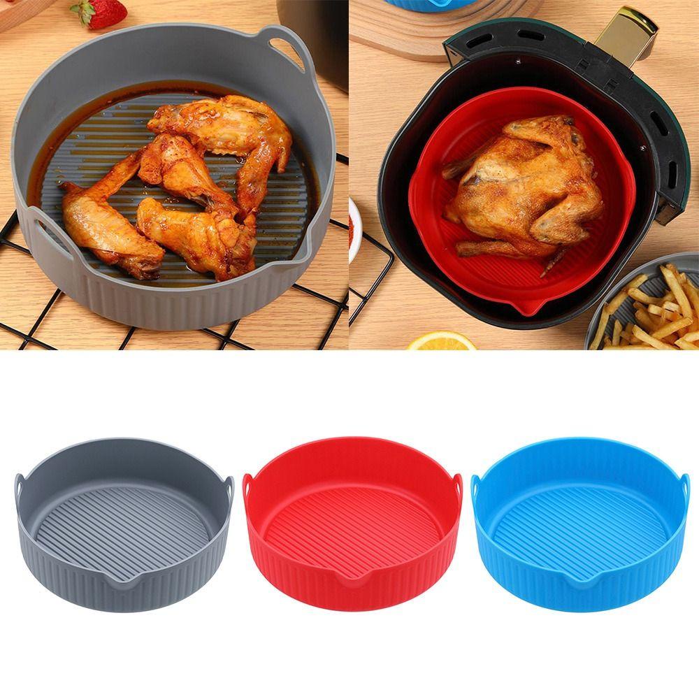 Solighter Menebal Bulat Silikon Panci Grill Pot Tray Masak Reusable Pizza Plate Baking Basket