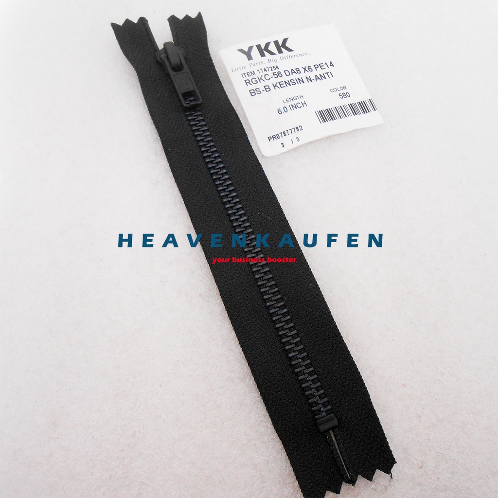 Resleting Zipper YKK Hitam Black Oxide 15 cm / 6 inch Set Close-End Rare Item High Quality