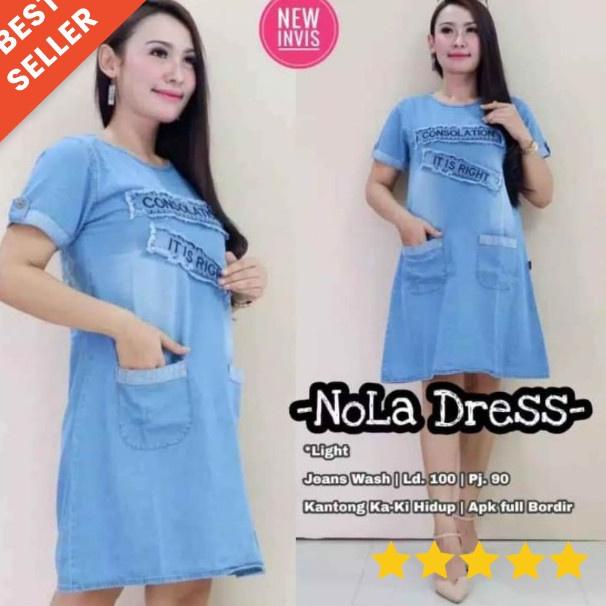 "SGB.18Oc22υ" Dress Jeans Wanita Nola dres lengan pendek