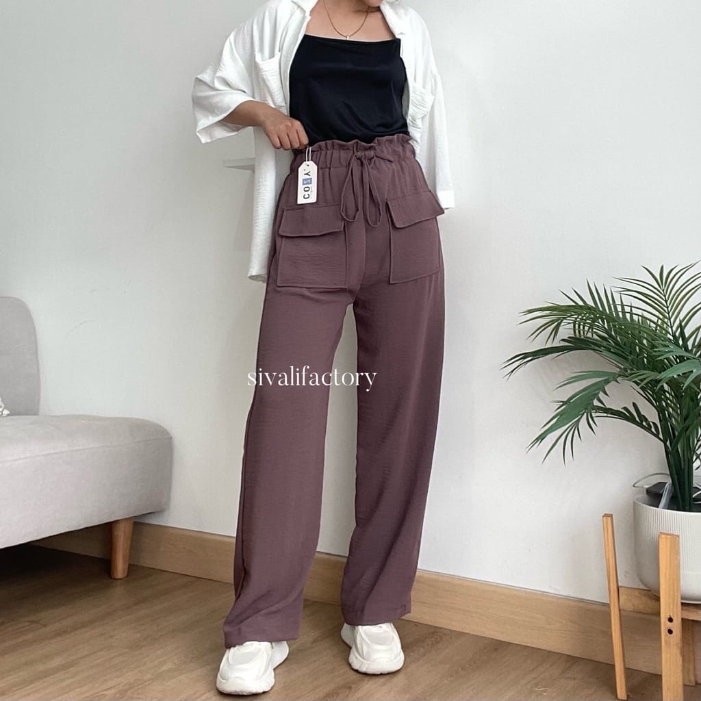 BEFAST - ZEC OOTD Celana Panjang NAOMI / Hanna Pant CRINCLE / Celana Panjang Wanita Model Terbaru / Fashion Wanita Remaja Kekinian / Kulot Polos Formal / OOTD Ala Wanita Korean Style / Outfit Selebgram Terlaris / Celana Kulot Kantong Depan Trendy