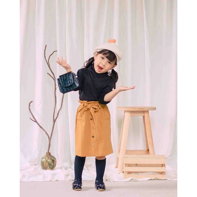 2-5 TH ROK ANAK PEREMPUAN CRITTOS CRINGKLE BUTTON SKIRT