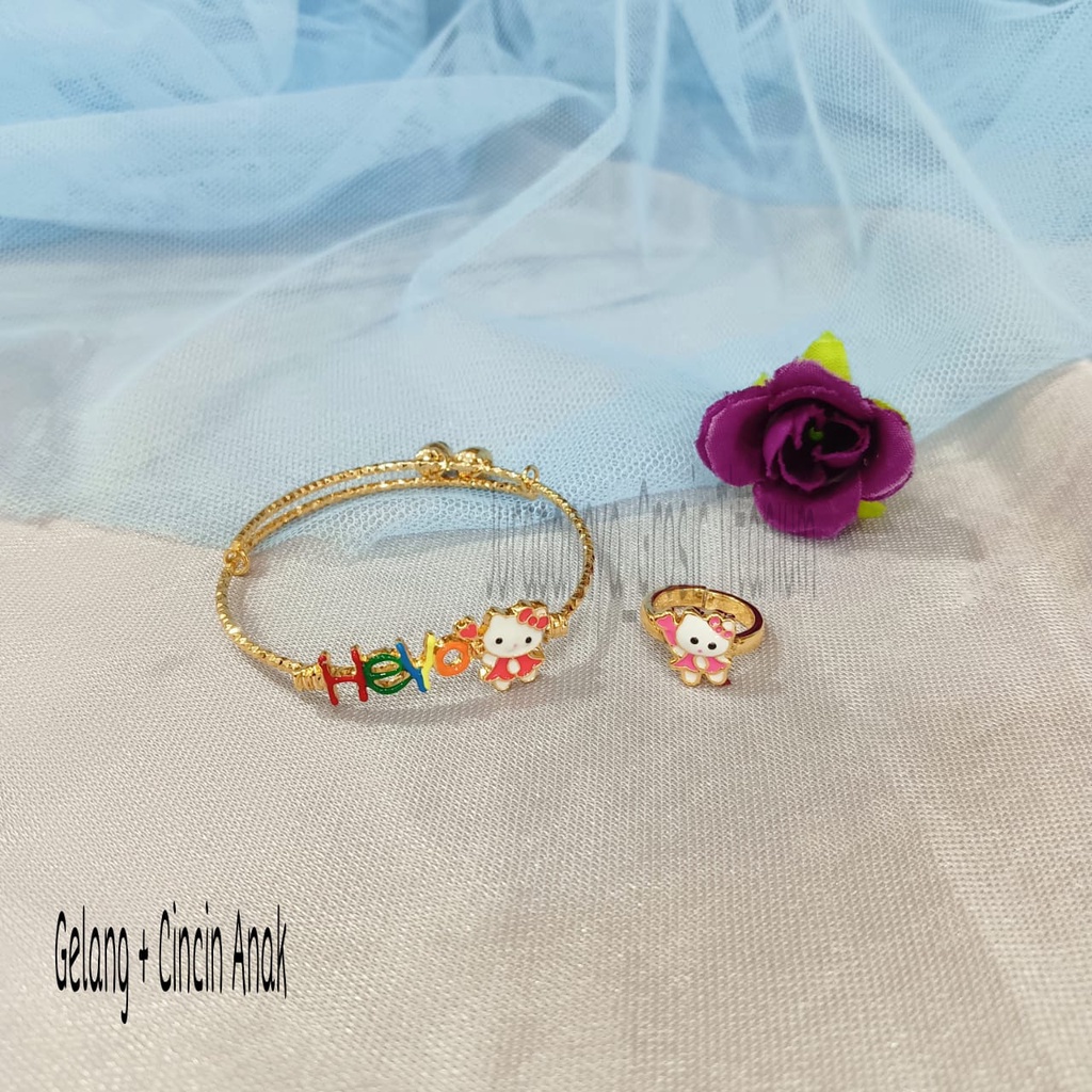 GELANG+CINCIN ANAK PERHIASAN TITANIUM  MEWAH ANTI KARAT&amp;ANTI LUNTUR