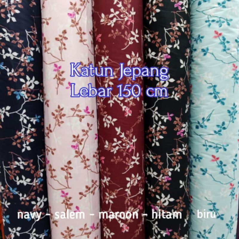 KAIN HARGA PERMETER KATUN JEPANG PREMIUM MOTIF BUNGA FLOWER RANTING SAKURA