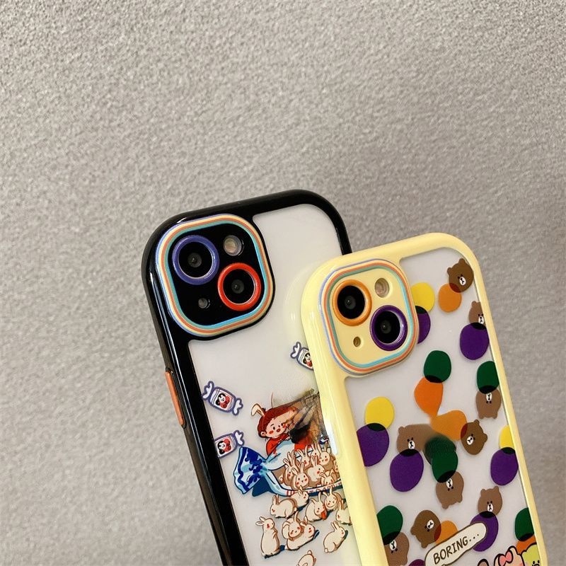 Soft Case Hp Gambar Kartun Beruang / Kelinci Untuk IPhone 12 / 13 / 11promax / X / Xs Max Frfrd