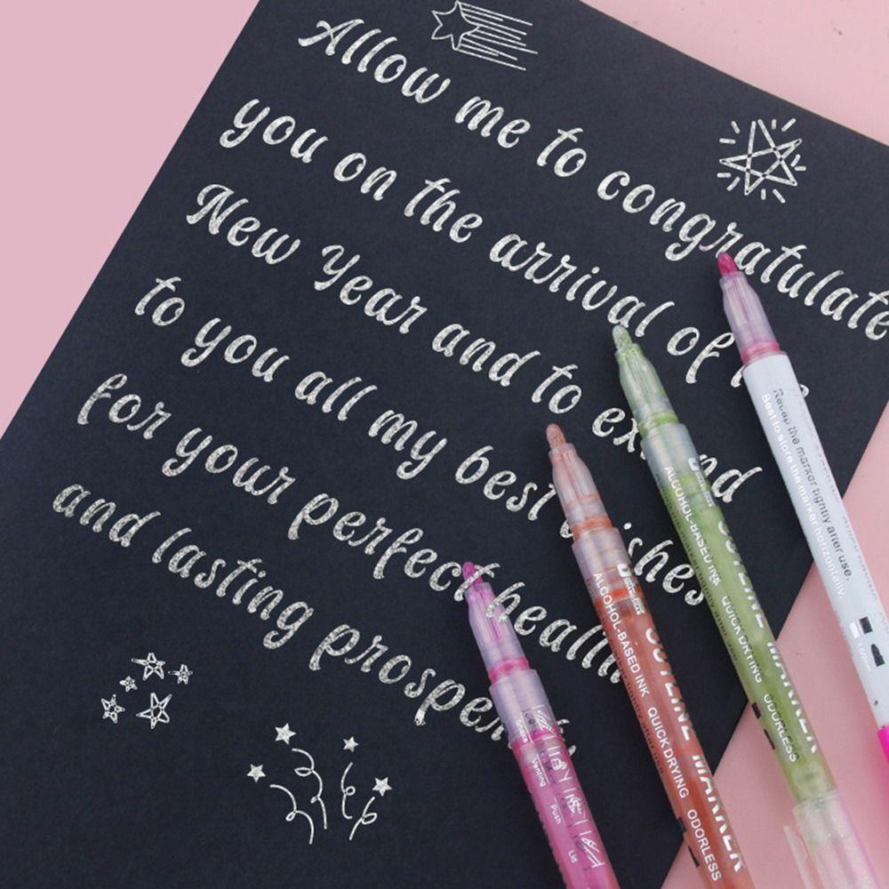 R-flower Outline Pen Hadiah Anak Alat Tulis Menandai Kunci-point Hand Akun Candy Color Marker Set