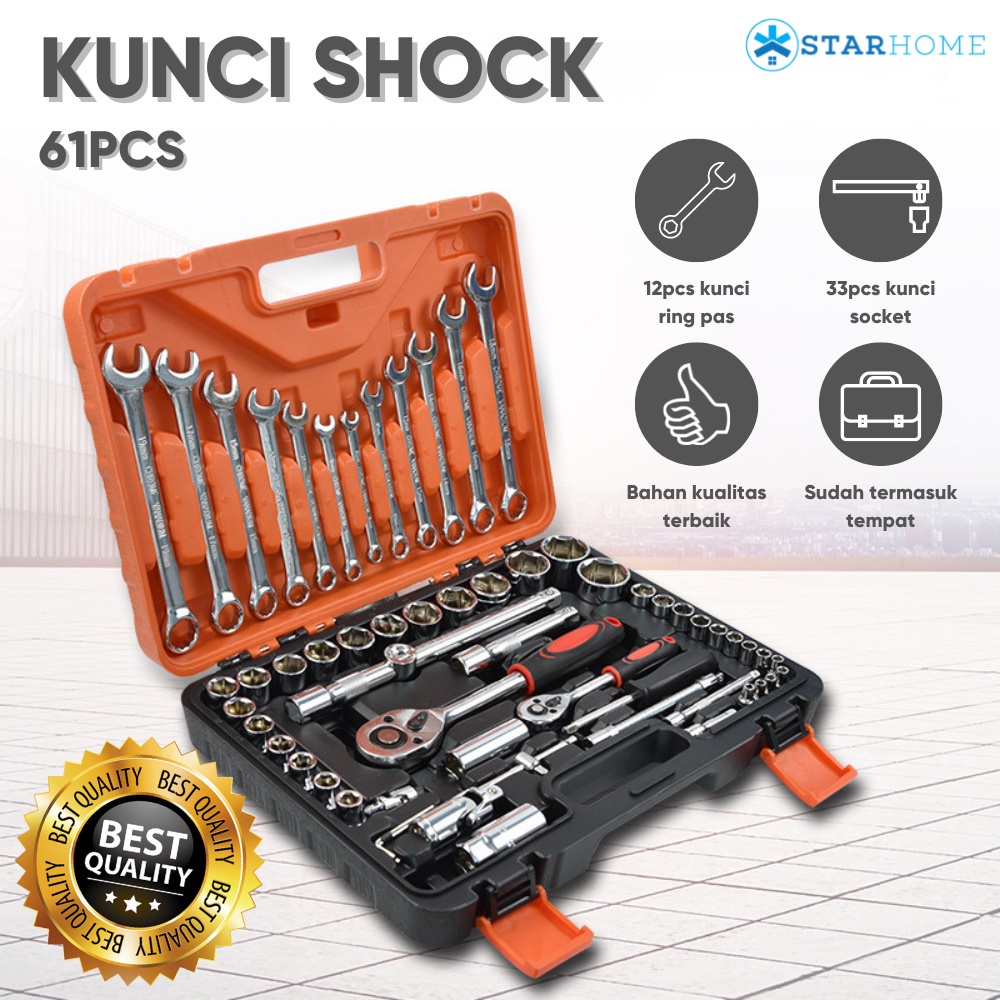 Kunci Sok Set Kunci Set Kunci Socket 1/4 inch Obeng Set Perkakas Set Kunci Pas Spanah Kunci Inggris Kunci Pas