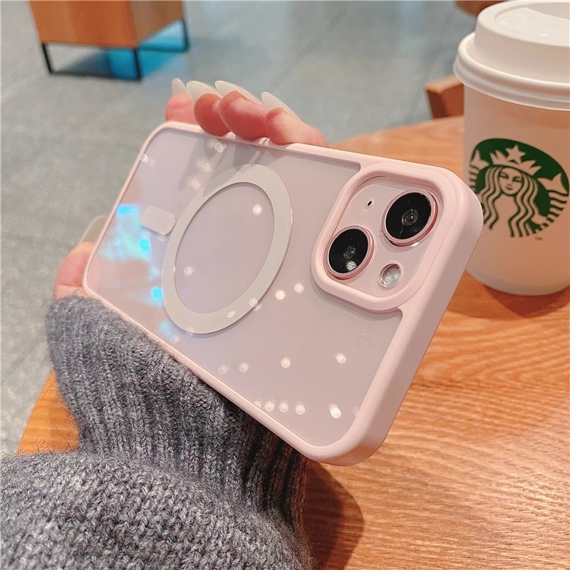 Casing Magnetik Magsafe Transparan Untuk iPhone 14 Pro Max 13 12 11 Pro Max Mini X XR Xs Max 7 8 Plus Bumper