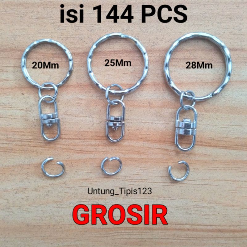 Ring ganci Join putar isi 144 pcs Model gerigi tebal Ring gantungan kunci bahan Nikel silver