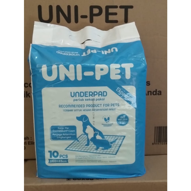 UNI-PET UNDERPAD  Perlak Alas Pipis BAB Hewan Anjing Kucing Kelinci Hamster Reptil 1 bag isi 10 pcs