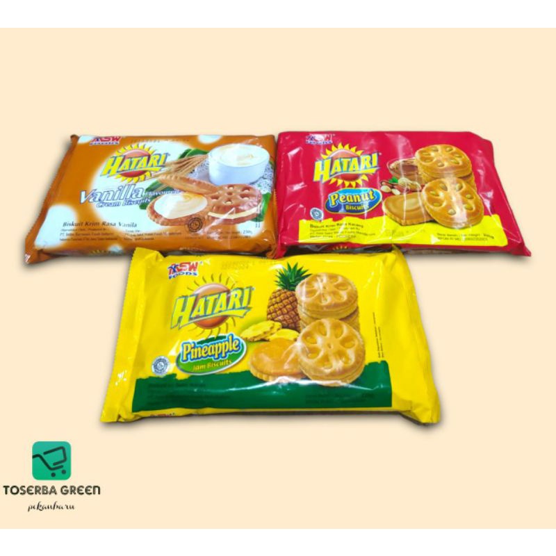 

Hatari Biskuit rasa Peanut | Vanilla | Pineapple