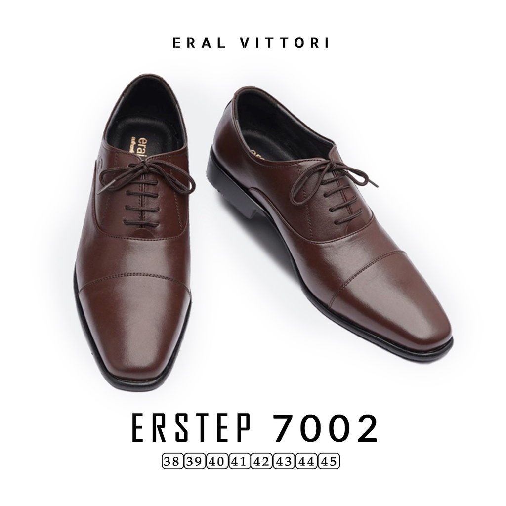 Eral Vittori - Erstep 7002 Sepatu Pria Kulit  Pantofel Formal Kerja Kantor Coklat