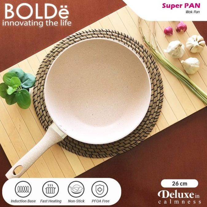 BAYAR DITEMPAT BOLDe SuperPAN WOK 26 cm Wajan Granite Beige Series /PERALATAN MASAK SET/PANCI PRESTO