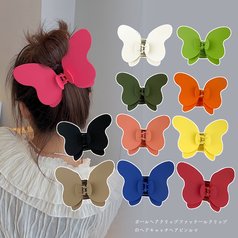 Jepit Rambut Model Cakar Desain Kupu-Kupu Besar Warna Permen Gaya Korea Untuk Wanita