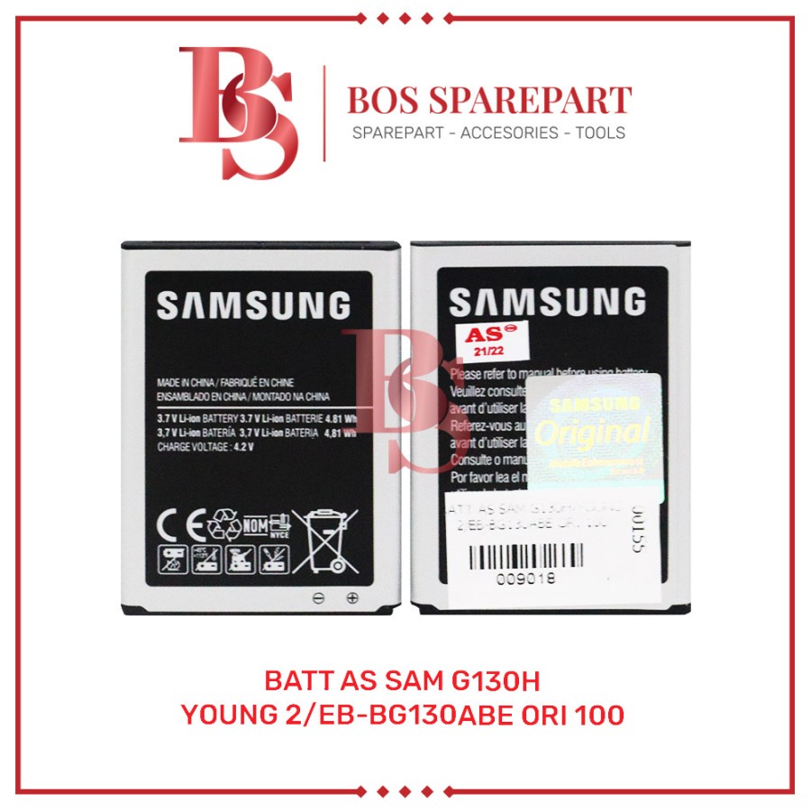 BATTERY AS SAMSUNG G130H / YOUNG 2 / EB-BG130ABE ORI 100 / BATERAI / BATRE